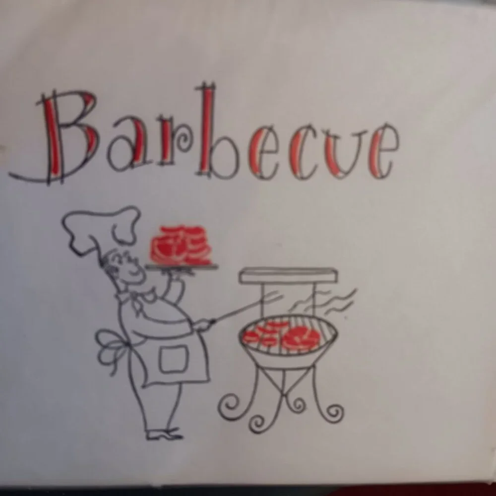 Vintage Thermo-Glo Barbecue Party Invitations 1960's 12 Cards Envelopes NEW DS